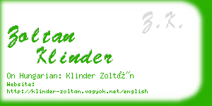 zoltan klinder business card